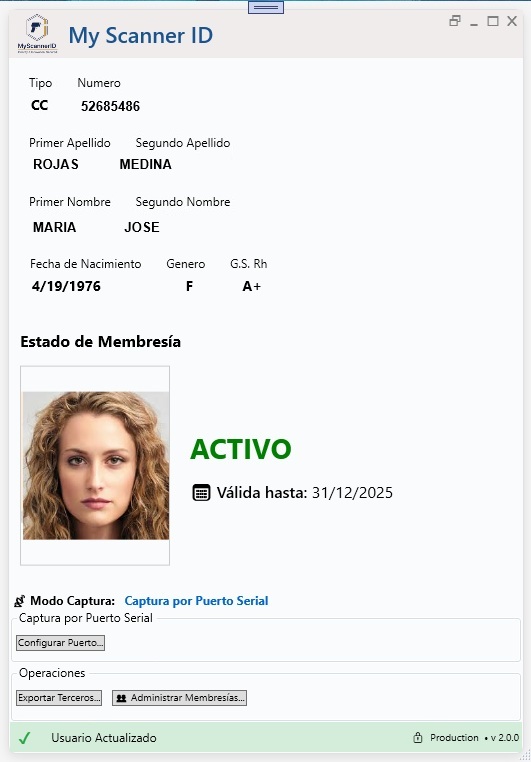 Consulta de Membresías - Validación con foto del socio